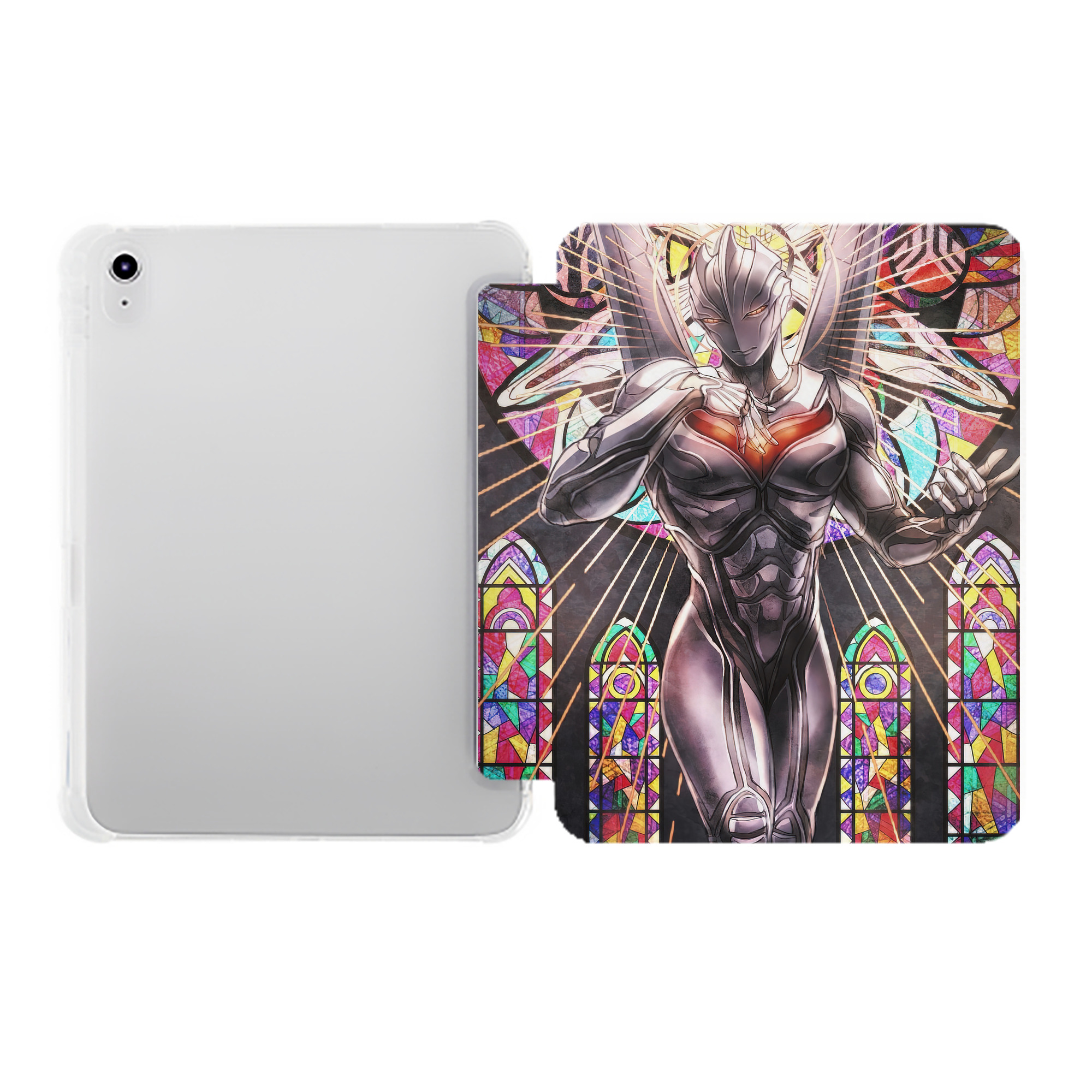 （画像用） ウルトラマン Ultraman IPad ケース ペン収納付き 三つ折りスタンド PUレザー×シリコン 対応機種9.5/10.5/10.9インチ
